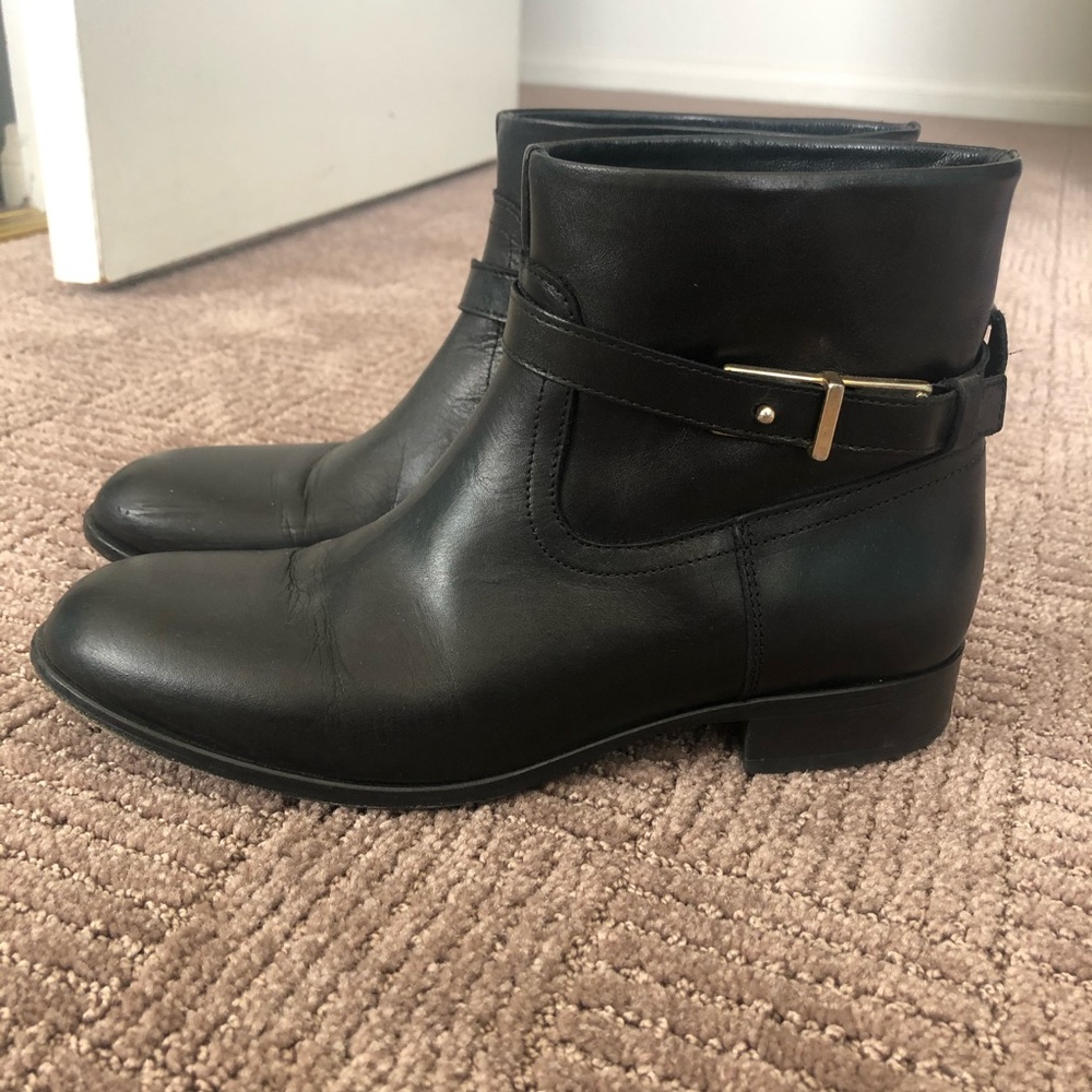 Black Leather Booties Massimo Dutti